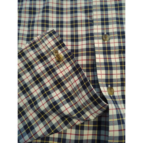 L.L.Bean Men's Wrinkle Resistant Kennebunk Red/Navy/Yellow/White Lng-Sleeve Sz M - Picture 6 of 7